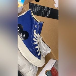 COMME des GARÇONS blue wit black heart converses size 7 in men’s, brand new
